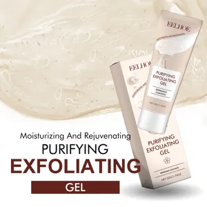 Vue détaillée du tube de gel exfoliant nettoyant en profondeur avec une texture lisse.