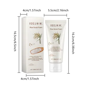 EELHOE rice scrub facial cleanser deep cleaning and brightening pore care foam 100ml tube box