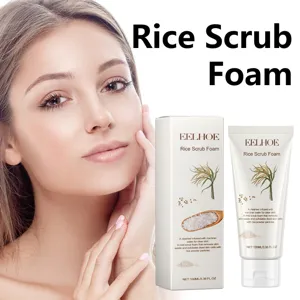 Eelhoe rice scrub foam deep cleansing facial cleanser 100ml gentle exfoliating pore care skincare