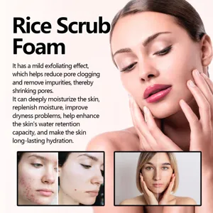 Rice Scrub Foam deep cleansing pore minimizing gentle exfoliating moisturizing facial cleanser skin care