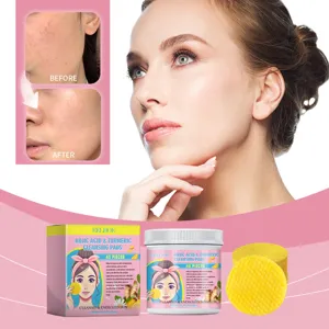 Kojic acid turmeric cleansing pads 40pcs gentle facial exfoliating skincare facial pads.