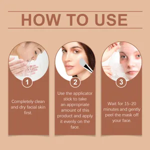 Guide d'utilisation du masque facial peel-off au collagène étape par étape pour une peau nette.