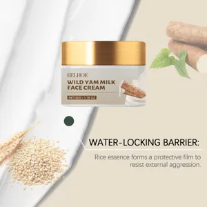 Detailed shot of wild yam face cream with rich texture and natural ingredients background.
