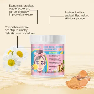 EELHOE kojic acid turmeric cleansing pads, gentle facial pore cleanser, 40 pieces jar skin care.