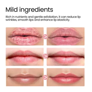 Lip mask detail close up showing before and after effect of smoothing and moisturizing lips.