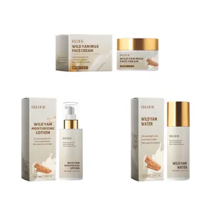 EELHOE wild yam facial skincare set, hydrating face cream, moisturizing lotion, and face water.