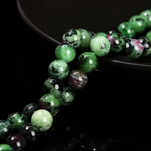 Cuentas redondas de rubí zoisita natural de alta calidad para creación de joyería DIY creativa