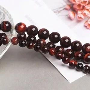 Polished natural red tiger eye round stone beads for DIY jewelry making and crafts
