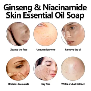Savon visage au ginseng et niacinamide pour un nettoyage en profondeur et hydratation.