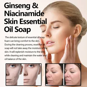 Savon visage au ginseng niacinamide pour un nettoyage doux, une hydratation et un soin.