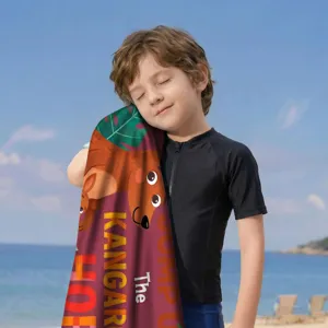 Weiches Mikrofaser-Strandtuch mit süßem Känguru-Aufdruck, ideal für Kinder
