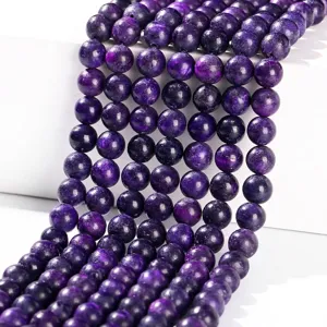 Natural Charoite Loose Round Beads Purple Gemstone Strand For DIY Jewelry Making Bracelet Necklace Accessories For Unisex