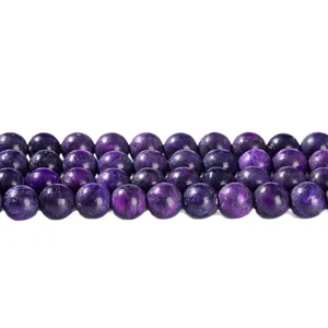 Natural purple charoite round loose beads for DIY jewelry making and bead bracelets.