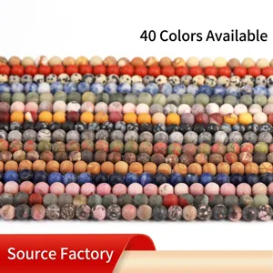 Matte Natural Stone Round Beads For DIY Jewelry Making Frosted Loose Gemstone Beads Strand For Bracelet Necklace Handcraft Accessory