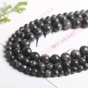 Perles rondes en labradorite noire naturelle pour bijoux DIY