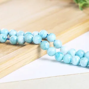 Natürliche Larimar Rundperlen Glatte Halbedelstein Lose Perlen Für DIY Schmuckherstellung Handgefertigte Armband Accessoires