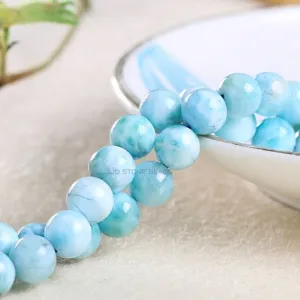 Natürliche blaue Larimar-Rundsteinperlen für DIY-Schmuckherstellungszubehör