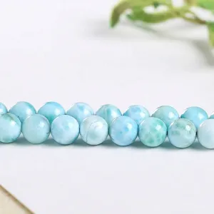 Natürliche blaue Larimar-Rundperlen mit Meereswellenmustern für DIY-Schmuckherstellung
