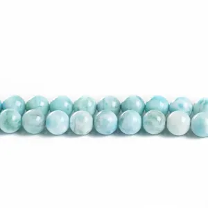 Natürliche Larimar-Meeresstein-Rundperlen für DIY-Schmuck mit blauen Wellenmustern