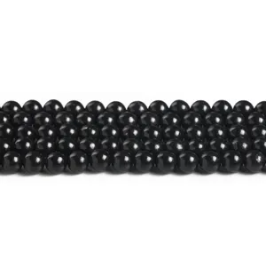 High quality polished black shungite round loose beads for DIY jewelry making and bracelets