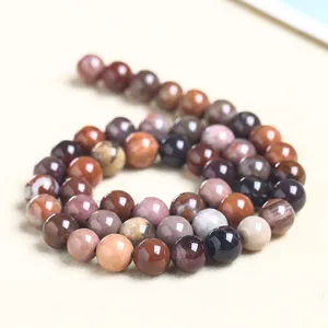 Natural polished petrified wood round loose beads spiral strand for DIY jewelry making