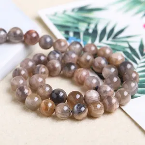 Natürliche schwarze Sonnenstein Rundperlen für DIY Schmuckherstellung und Armbänder
