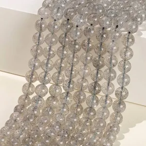 Cuentas Redondas de Cuarzo Fresa Negro Natural para Hacer Joyas DIY Accesorios para Pulseras y Collares Cuentas de Piedra de Cristal