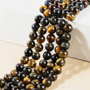 Natural Blue Tiger Eye Round Loose Beads Polished Gemstone Strand For DIY Jewelry Making Grade 7A Quality Jewelry Supplies