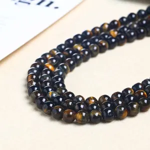 Natural blue and yellow tiger eye round beads for DIY bracelet and jewelry making