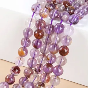 Premium natural purple phantom quartz round loose beads for DIY jewelry making crafts