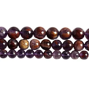 Natural Amethyst Phantom Crystal round beads for DIY jewelry making accessories, high quality