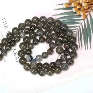 Natural labradorite round beads with unique blue flash for DIY jewelry making supplies