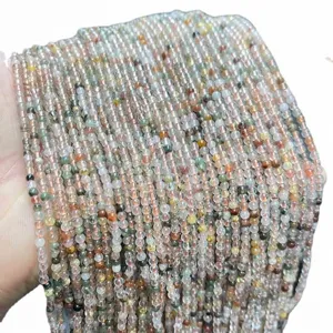 3mm natural multi-color rutilated quartz round loose beads for DIY jewelry making