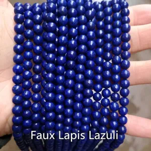 Dunkelblaue Lapis Lazuli Imitat Perlen für die DIY-Schmuckherstellung und Zubehör