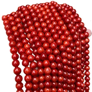 Perles rondes en calcédoine rouge vif pour la création de beaux bijoux DIY maison