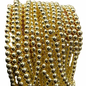 High luster gold plated hematite round beads for professional DIY jewelry making
