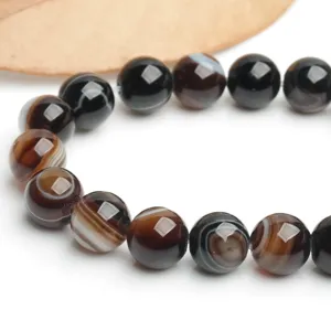 Premium 8mm black striped eye agate round loose beads for DIY handmade jewelry making accessories