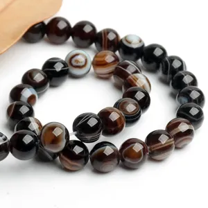 8mm natural black striped eye agate round beads for DIY jewelry making accessories