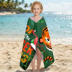 Premium-Mikrofaser-Strandtuch, schnell trocknend, mit Tiger- und Flamingo-Design