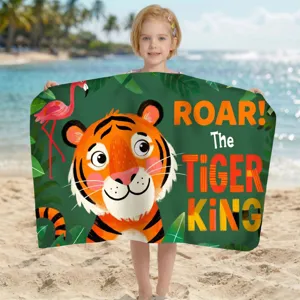 Schnelltrocknendes Mikrofaser-Strandtuch mit süßem Tigerdruck für Kinder am Strand