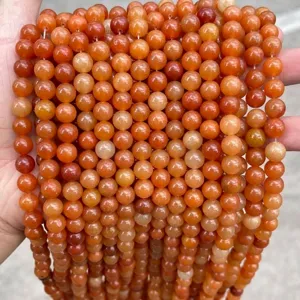 Natural Red Aventurine Jade Round Loose Beads Smooth Polished Gemstone For Handmade DIY Jewelry Making Bracelets Necklaces