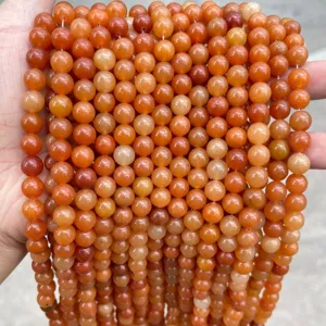 Natural orange red aventurine jade round loose beads for DIY jewelry making detail