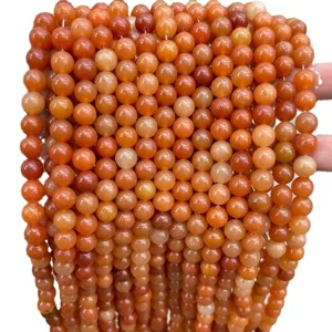 Premium natural orange red aventurine loose round beads for DIY handmade jewelry crafts