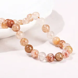 Natural red rutilated quartz loose beads for DIY handmade jewelry and beaded bracelets