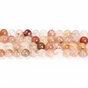 Premium natural red rutilated quartz round beads for handmade DIY jewelry making