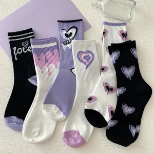 Damen Süß Herz Buchstabe Druck Mitte Schlauch Freizeit Socken Süß Ins Stil Baumwolle Verdickt Warm Winter Lange Strumpfwaren
