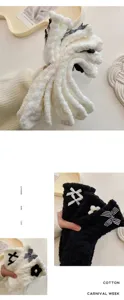 Thickened plush fleece postpartum socks with cute bows, warm winter sleep floor socks.