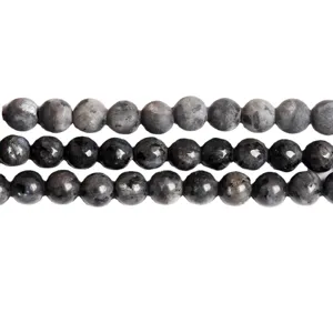 Perles rondes naturelles en labradorite grise pour la création de bijoux DIY et artisanat