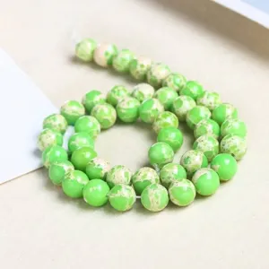 Synthetic Snakeskin Stone Loose Beads Round Polished Sea Blue Amazonite Fruit Green DIY Jewelry Making Semi-finished Strand Beads