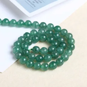 Cuentas redondas de cristal verde natural de 6mm para la creación de joyas y pulseras.